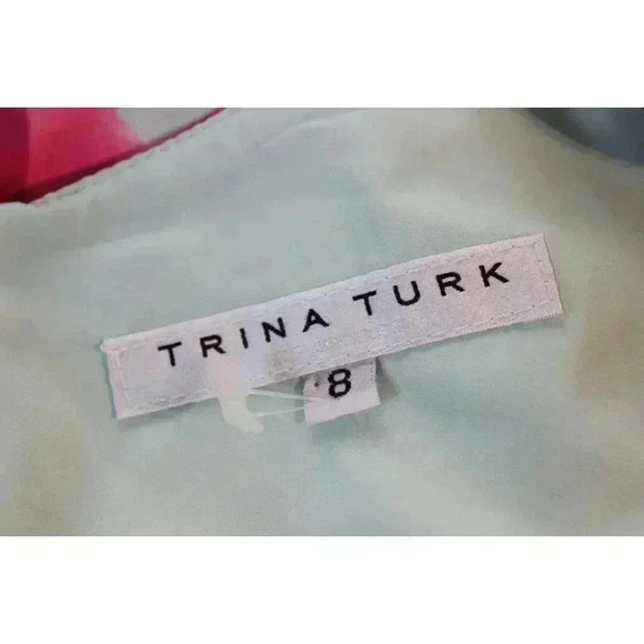 Trina Turk Dress Size 8 Multicolor Floral Oakhurst Watercolor Artsy Formal - Picture 11 of 12